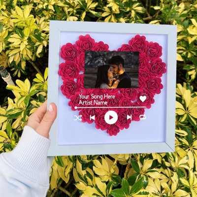 Custom Heart Shaped Spotify Music Flower Shadow Box Anniversary Gifts Valentine's Day Gift Ideas