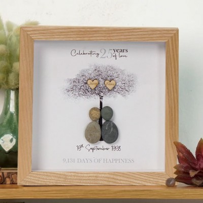 Personalized 25th Wedding Anniversary Pebble Art Frame Gifts for Her Anniversary Gift Ideas Christmas Gifts