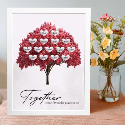 Together Is Our Favourite Place To Be Custom Family Tree Frame with Kids Names Christmas Gifts for Mom Grandma