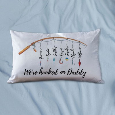 Personalized We Are Hooked on Daddy Pillow Father's Day Gift