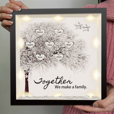 Personalized Light Up Family Tree Box Frame with 1-20 Names Mother's Day Gift For Grandma, Mom