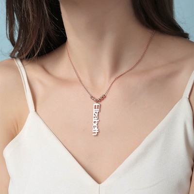 18K Rose Gold Plating Personalized Vertical Name Necklace With 1-4 Name Pendants