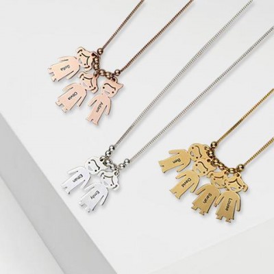 Children Charm Gold Name Necklace With 2 Charms