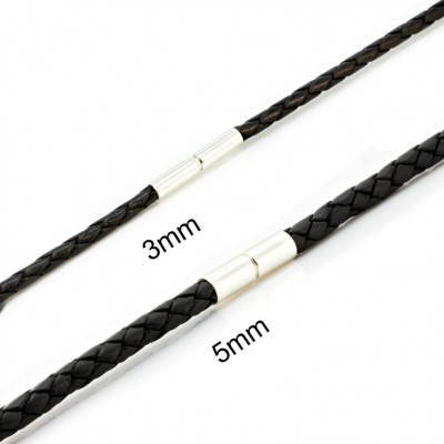 Men's Braid Leather Necklace With 1-10 Beads
