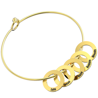 Personalized Bangle Bracelet with 1-15 Round Shape Pendants