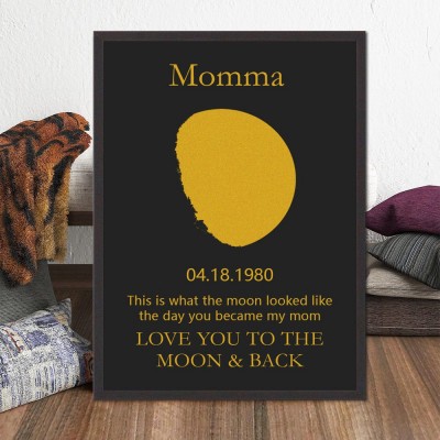 Personalized Moon Phase Wood Frame Sign with Kids Names for Mom Gifts for Mother's Day New Mom Gift
