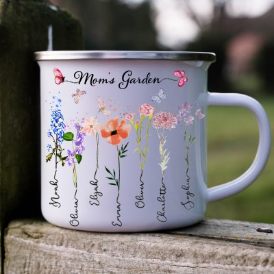 Nana's Garden Camping Mug Personalized Birth Month Flower Coffee Mug Gifts for Nana Christmas Gifts for Mom