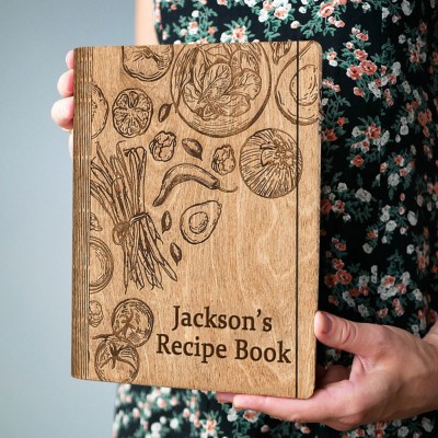Grandma's Recipe Book Blank Binder Personalized Wooden Cookbook Gifts for Mom Grandma Christmas Gift Ideas