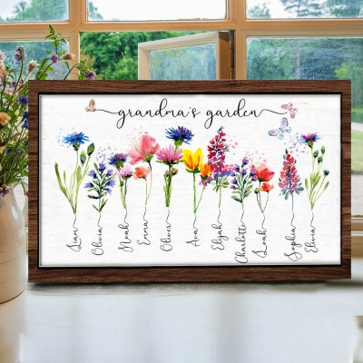 Custom Birth Month Flower Garden Frame Wood Sign Mother's Day Gifts