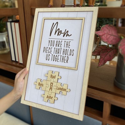 Personalized Mom You Are the Piece that Holds Us Together 1-15 Puzzle Pieces Name Sign Mother's Day Gift