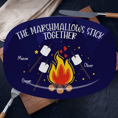 Personalized The Marshmallows Stick Together Platter Funny Gift For Family Father's Day Gift Ideas