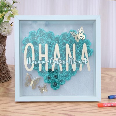 Personalized Heart Shaped Mama Flower Shadow Box with Kids Names Mother's Day Gifts Keepsake Gifts for Mom