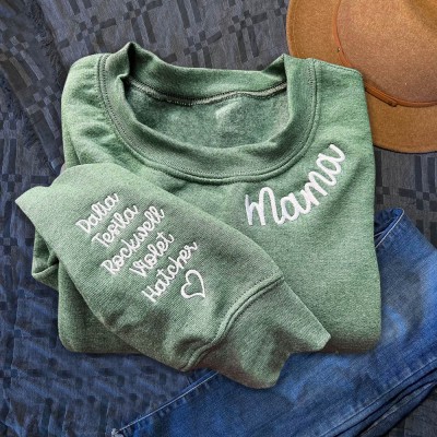 Personalized Neckline Embroidered Grannie Sweatshirt Hoodie Unique Gift For Mom Grandma Mother's Day Gift Ideas