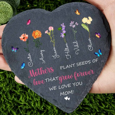 Custom Birth Month Flowers Plaque with Grandkids Names for Grandma Garden Decor Christmas Gifts