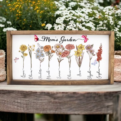 Custom Mimi's Garden Birth Flower Wooden Frame Sign Perfect Gift For Grandma Mom Mother's Day Gift Ideas