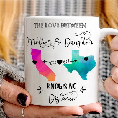 Custom Mother Daughter Long Distance State Mug Gift From Daughter Love Gift For Mom Mother's Day Gift Ideas