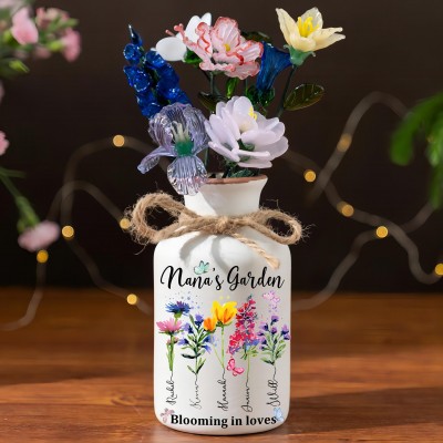 Custom Gigi's Garden Birth Month Flower Vase Unique Gifts for Mother's Day Keepsake Gift for Grandma Mom
