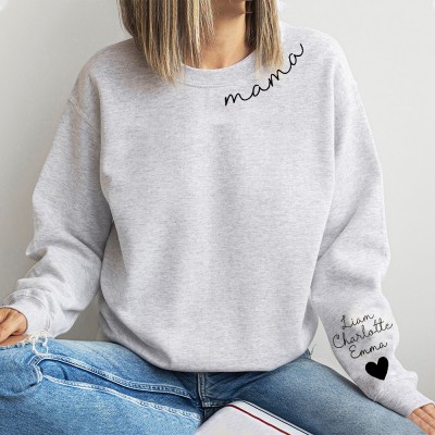Personalized Mama Sweatshirt with Kids Names Sleeve Gifts for Mom Birthday Gifts for Her New Mom Gift 