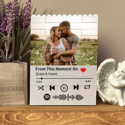 Personalized Spotify Music Photo Block Building Bricks Keepsake Gifts for Couple Valentine's Day GIfts Anniversary Gifts