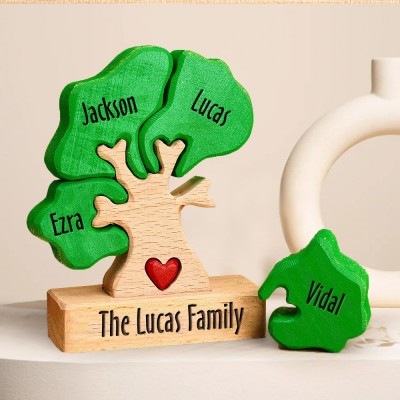 Custom Family Tree Wooden Names Puzzle Stand Anniversary Gifts Mother's Day Gift