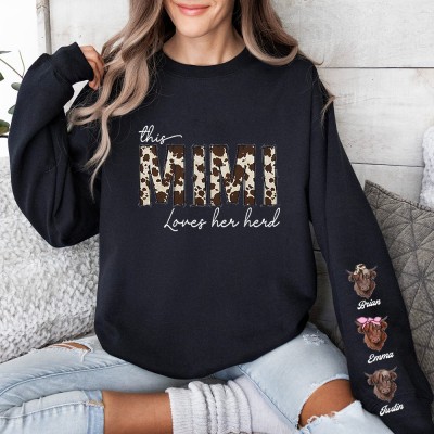 Custom This Mom Loves Her Herd Sweatshirt with Kids Names On Sleeve New Mom Gift Gifts for Mom