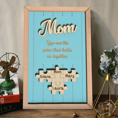 Personalized Mom You Are The Pieces That Hold Us Together Puzzle Pieces Sign With Names Gifts for Mom Grandma Mother's Day Gift Ideas