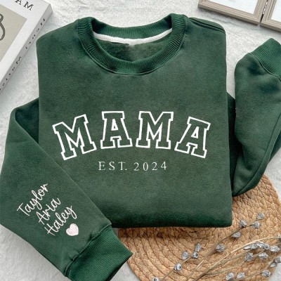 Custom Mama Embroidered Sweatshirt Hoodie Preparing Gift For Mom Grandma Mother's Day Gift Ideas