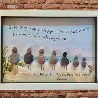 Personalized Family Seaside Beach Pebble Art Picture Frame Mothers Day Birthday Gift 