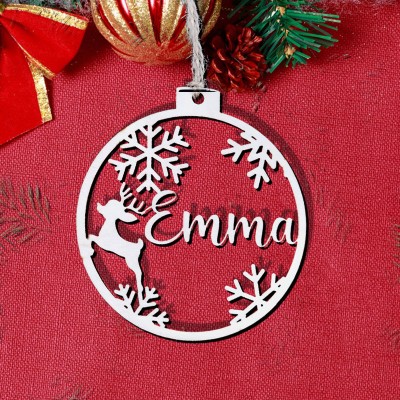Personalized Wooden Name Snowflakes Christmas Tree Ornament