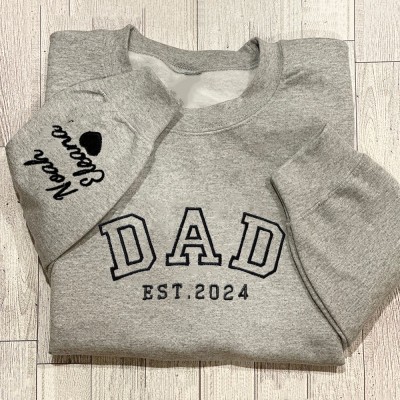 Custom Grandpa Embroidered Sweatshirt Hoodie With Grandkids Names Father's Day Gift Ideas