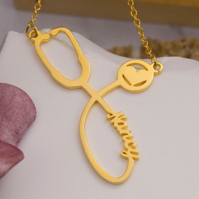 Personalized Stethoscope Name Necklace For Our Heroes