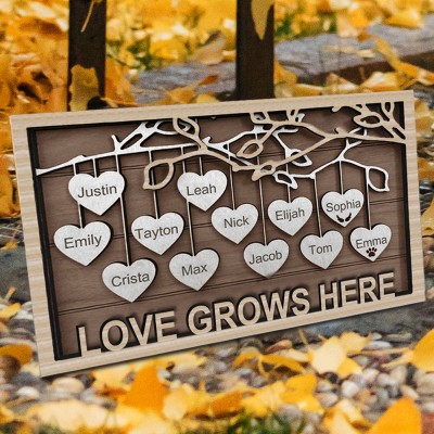 Personalized Family Tree Wood Sign Name Engravings Home Wall Decor Anniversary Christmas Birthday Gifts