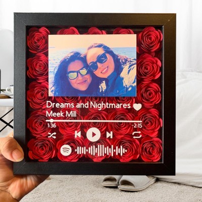 Personalized Spotify Shadow Box Valentine's Day Gift for Girlfriend Anniversary Gift for Wife