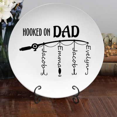 Personalized Hooked on Dad Platter Father's Day Gift For Fishing Dad