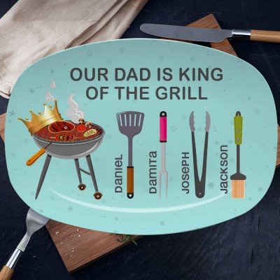 Personalized Our Dad Is King of The Grill Plate Father's Day Gift Ideas