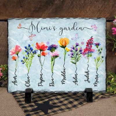 Custom Grandma's Garden Birth Month Flower Plaque with Grandkids Names Great Gift Ideas for Grandma Mom