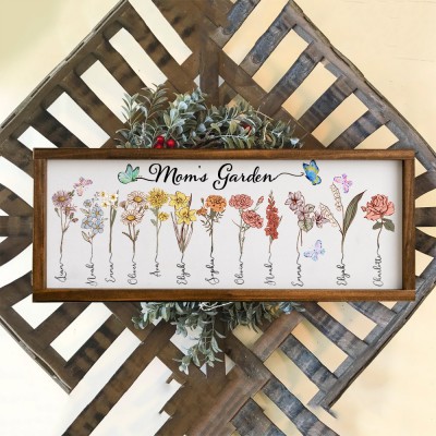 Personalized Grandma's Garden Birth Flower Frame Member Names Sign Mother's Day Gift Ideas For Grandma Mom