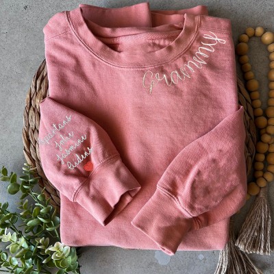 Custom Grammy Neckline Embroidered Sweatshirt Hoodie Unique Gift Ideas For Mom Grandma