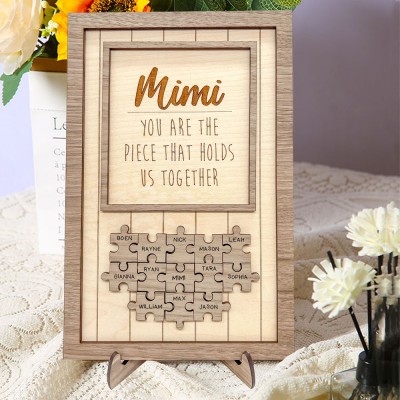 Personalized Mum Wood Puzzle Pieces Sign Keepsake Gift for Mom 
