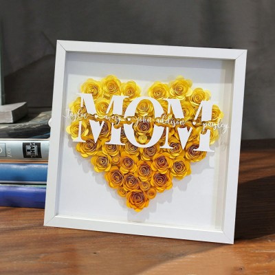 Personalized Mom Flower Shadow Box Keepsake Gift for Mom Grandma 