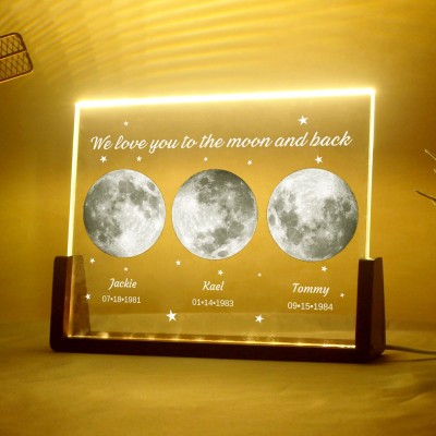 We Love You To The Moon And Back Moon Phase Night Light Custom Gifts for Mom Mother's Day Gift Ideas