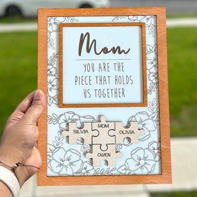 Personalized Wooden Puzzle Names Sign Piece That Hold Us Together Love Gift Ideas for Mom Grandma Mother's Day Gift