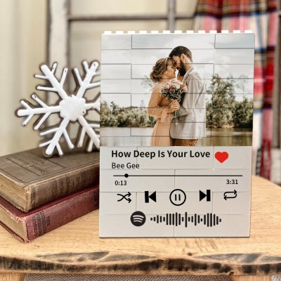 Custom Spotify Music Photo Building Block Puzzle Keepsake Gifts for Boyfriend Valentine's Day Gifts Anniversary Gift Ideas 