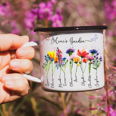 Personalized Nana's Garden Camping Coffee Mug with Birth Month Flowers Design Gifts for Nana Grandma Mom Christmas Gift Ideas