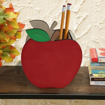 Personalized Name Apple Pencil Holder Teacher Appreciation Gift