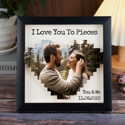 Custom Heart Shaped Photo Block Puzzle with Frame Keepsake Gifts 1st Year Wedding Anniversary Gift Ideas for Wife Husband
