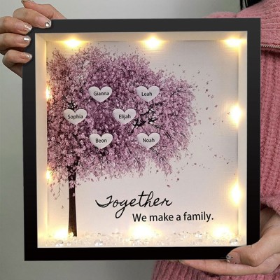 Personalized Light Up Family Tree Box Frame with 1-25 Names Mother's Day Gift For Grandma, Mom