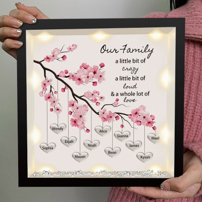 Personalized Light Up Family Tree Box Frame with 1-25 Names Mother's Day Gift For Grandma, Mom