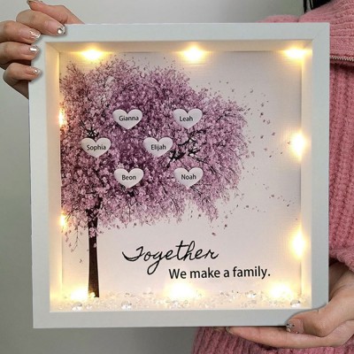 Personalized Light Up Family Tree Box Frame with 1-25 Names Mother's Day Gift For Grandma, Mom