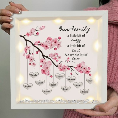 Personalized Light Up Family Tree Box Frame with 1-25 Names Mother's Day Gift For Grandma, Mom